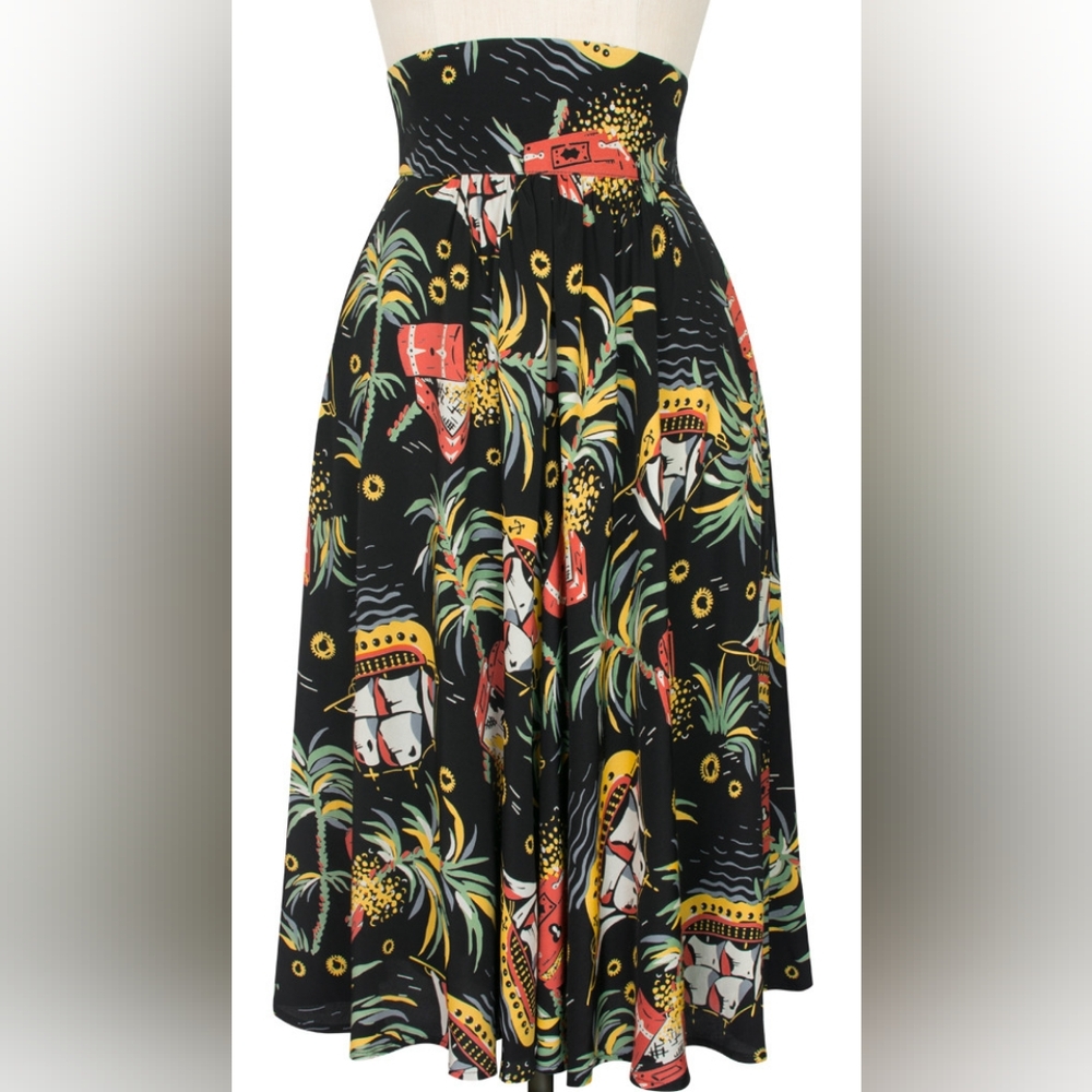 Trashy Diva Pirate Treasure 40s Midi Skirt Size 8